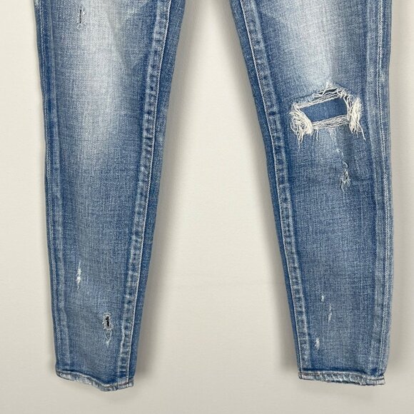 Moussy Vintage Womens Lenwood Mid-Rise Cropped Skinny Jeans Distressed size 23 - Picture 8 of 15